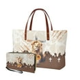 thumbnail image 1 of ZUXONGSY Lion Cross Print Wallet and Shoulder Bag 2 PCS for Women Large Top Handle Satchel with PU Purses Top Handle Tote Bag Satchel Handbags with Handle for Shopping, Tours, Hiking, 1 of 5