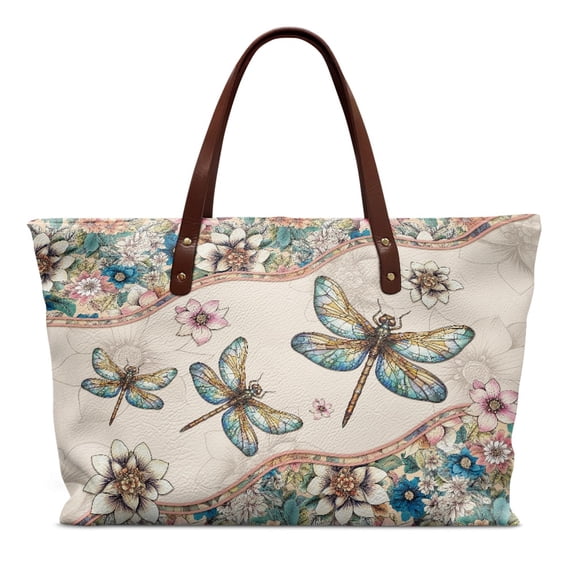 ZUXONGSY Mandala Dragonfly PrintTote Bag for Women Large Capacity Top Handle Tote Bag Casual Top Handle Satchel with Zipper for Shopping Work