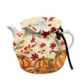 thumbnail image 1 of ZUXONGSY Maple Leaf Pumpkin Tea Pot Cozies Double-Sided Teapots Dust Cover with Elastic Band Drawstring Personalized Insulated Kettle Cover Wear-Resistant Thanksgiving Fall Decor, 1 of 6