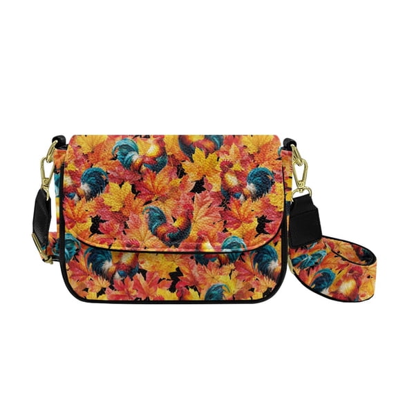 ZUXONGSY Maple Leaf Rooster Print Shoulder Bag for Women Small Crossbody Travel Purse Trendy Satchel with Adjustable Wide Strap for Dating Workout
