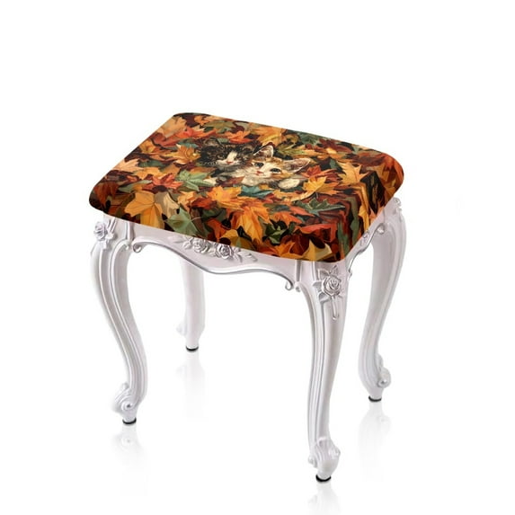 ZUXONGSY Maple Leaf Stool Covers Rectangle Set of 2 Bar Stool Seat Covers with Elastic Bands Spandex Chair Cover Stretch Slipcovers Easy to Install And Clean Thanksgiving Fall Decor