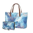 thumbnail image 1 of ZUXONGSY Marble Butterfly Print 2 Pieces Tote Bag and Wallet Set for Women Multifunctional Top Handle Satchel Satchel Handbags Shoulder Bag with Credit Card Holder Wallet for Work Shopping, 1 of 5