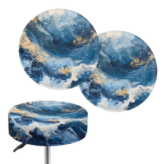ZUXONGSY Marble Print Bar Stool Covers Round 2 Pieces Stretchy Stool Covers Size S Washable Chair Seat Slipcover 12"-14" Chairs Decorative Cover for Home Office Bar Coffee Shop