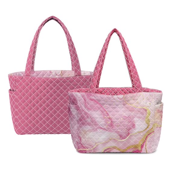 ZUXONGSY Marble Print Print Tote Bag Trendy Reversible Quilted Tote Bag Cute Women's Bag for Daily Commute Shopping Travel Casual Outings, Pink