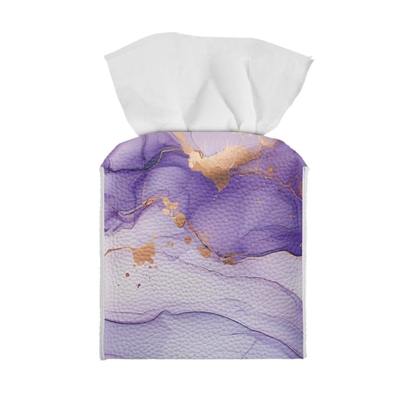 ZUXONGSY Marble Print Square Tissue Box Cover Modern PU Leather Tissue Holder Customized Printed Tissue Cover Fashion Tissue Box Cover Bathroom Decorative Accessories