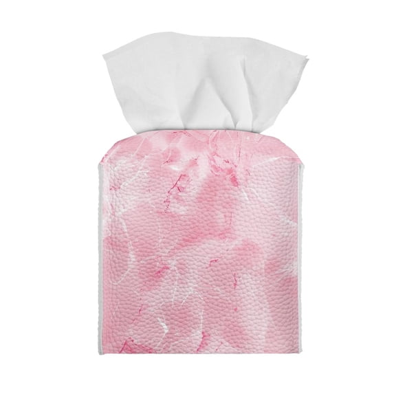 ZUXONGSY Marble Print Square Tissue Box Cover PU Leather Tissue Cube Box Cover Lightweight Tissue Box Cover Waterproof Tissue Box Cover Home Accessories Decoration