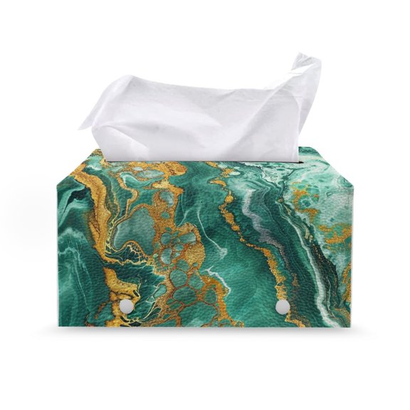 ZUXONGSY Marble Print Tissue Box Cover PU Leather Rectangular Tissue Box with Buckle Stylish Tissue Box Cover Replacement Tissue Box for Women Gifts for Women Friends