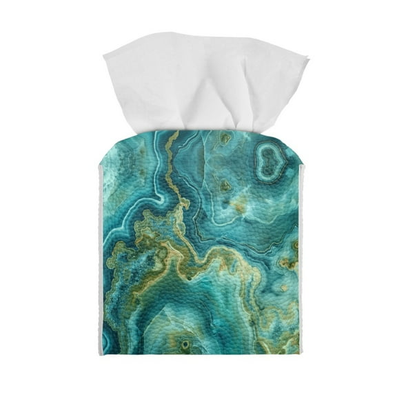 ZUXONGSY Marble Stripes Square Tissue Box Cover PU Leather Tissue Cube Box Cover Waterproof Tissue Cover Easy to Clean Tissue Box Holder for Table, Dresser, Countertop