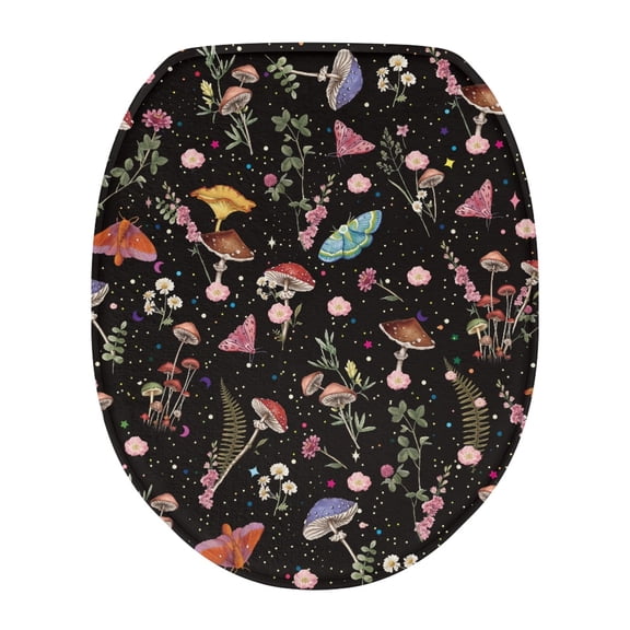 ZUXONGSY Mushroom Butterfly Toilet Cover Lid Toilet Protector Cover with Elastic Band Soft Thicker Flannel Bathroom Toilet Seat Cover Stain-Resistant Bathroom Accessories Decoration