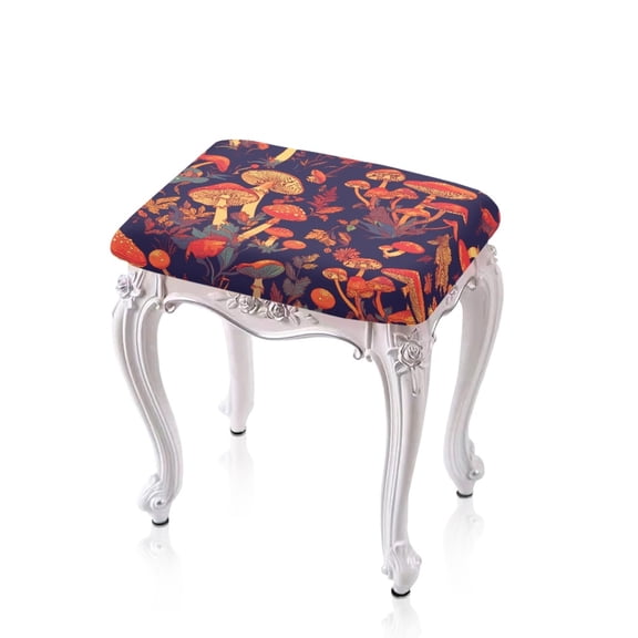 ZUXONGSY Mushrooms Stool Covers Rectangle 2 Pieces Dustproof Anti-Slip Stool Slipcovers with Elastic Bands Kitchen Chair Covers Bench Seat Protector Easy to Install And Clean Daily Decor