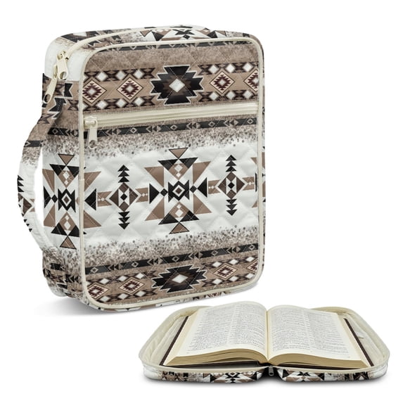 ZUXONGSY Navajo Aztec Print Bible Case for Women Portable Bible Carrier Sturdy Handbag with Multiple Pockets Christian Gift for Work