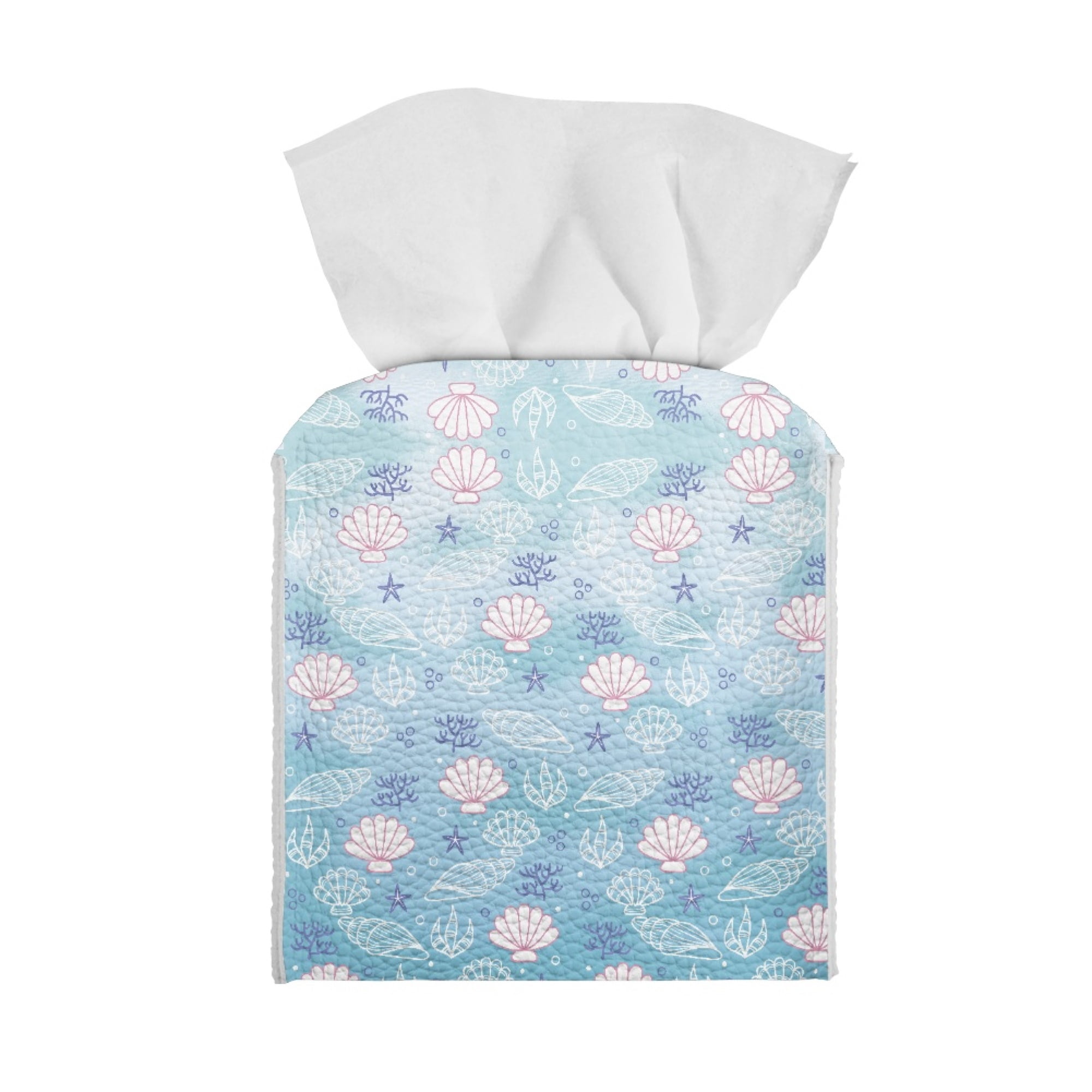 ZUXONGSY Ocean Shells Square Tissue Box Covers PU Leather Household ...
