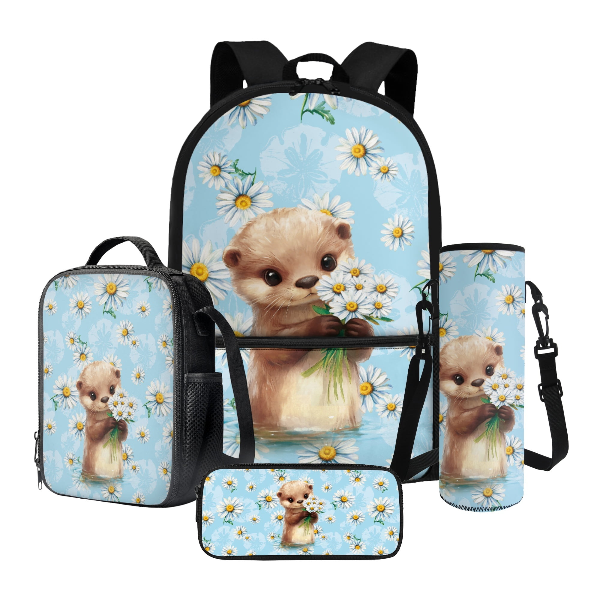 ZUXONGSY Otter Daisy Flower Print Backpack for Girls Boys