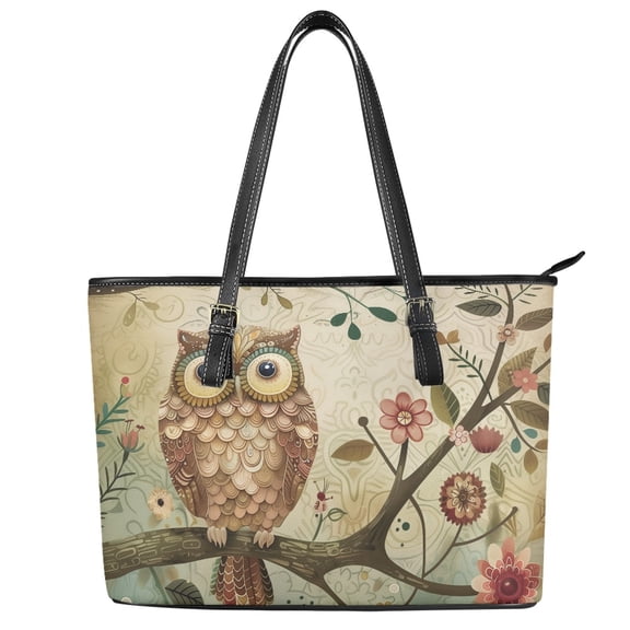 ZUXONGSY Owl Floral Print Top Handle Bag for Women Lightweight Satchel Handbags Portable Laptop Tote Bag with Zip Compartments for Daily Use Work