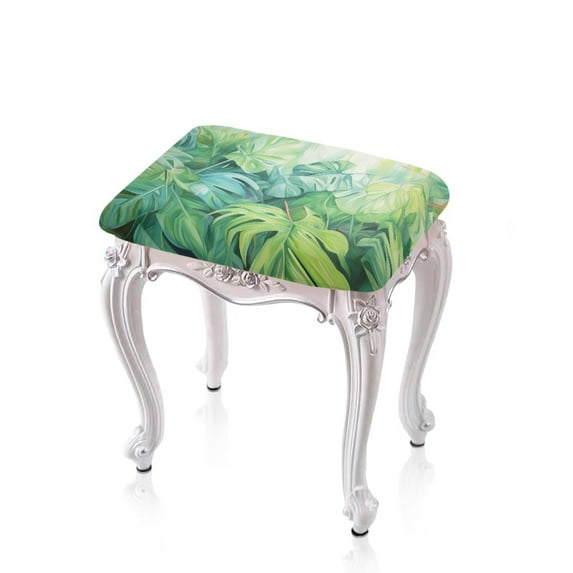 ZUXONGSY Palm Frond Stool Covers Rectangle 2 Pack Bench Seat Protector with Elastic Bands Spandex Chair Cover Stretch Slipcovers Counter Stool Bar Chair Covers for Dining Room