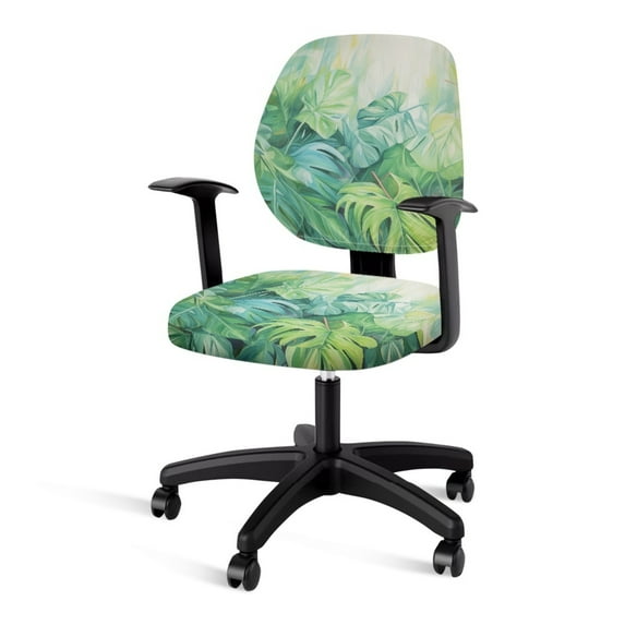ZUXONGSY Palm Leaf Office Chair Cover 2-Pack Rotating Chair Cushion Chair Protector with Elastic Bands Expandable Computer Desk Chair Seat Cover Easy to Install for Office Home Cafe