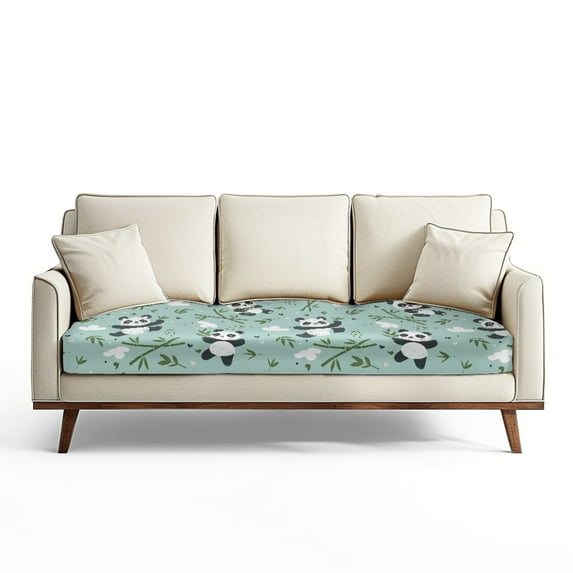 ZUXONGSY Panda Couch Cushion Covers Bamboo Sofa Seat Cushion Slipcovers Easy to Install Couch Seat Cushion Slipcover Universal Sofa Seat Cushion Cover for Upholstered Furniture Size L