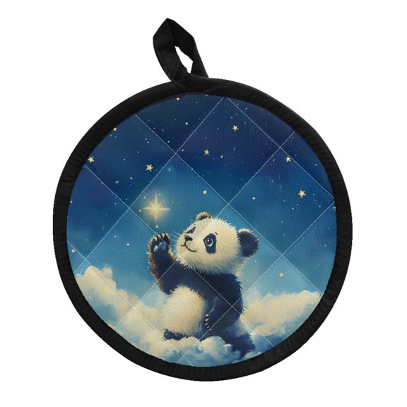 ZUXONGSY Panda Pot Holders Star Oven Mitts and Potholder in One Kitchen Mitts Wear Resistant Kitchen Organizer Microwave BBQ Hotpads for Kitchen Cooking Fashion Decor