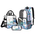 thumbnail image 1 of ZUXONGSY Peacock Print 17" Transparent Backpack for Elementary Middle School – Heavy Duty Clear Bookbag Set with Lunch Box and Pencil Case, 3Pcs See Through Backpack for Boys and Girls, 1 of 5