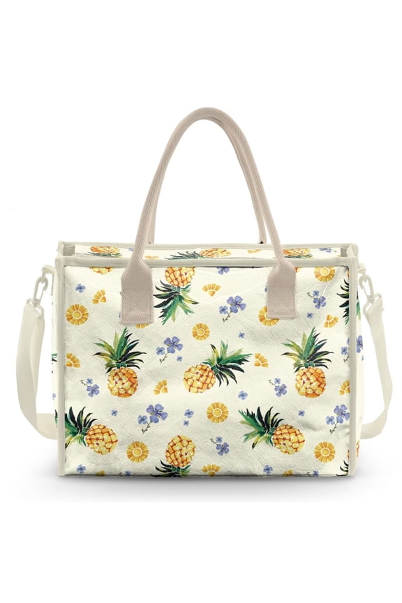 Pineapple Print Clear Tote Bag for Women, Large PVC Waterproof Handbag, Lightweight & Sturdy, Zipper Closure, Top Handle, Ideal for Travel, Gym, Beach, Work