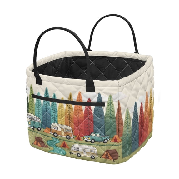 ZUXONGSY Polyester Quilted Laundry Basket with Handles, Space-Saving ...