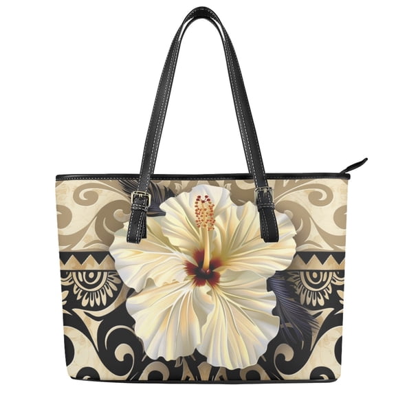 ZUXONGSY Polynesian Hibiscus Print Top Handle Bag for Women Waterproof Top Handle Satchel Portable Travel Purse with Handle for Dating Shopping