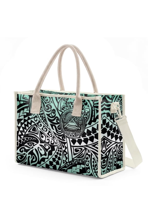 Polynesian Print PVC Tote Bag for Women Transparent Waterproof Shoulder Handbag with Removable Strap Hobo Shopper for Beach Weekends and Commute Hours
