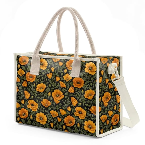 ZUXONGSY Poppy Print Large Clear PVC Tote for Women, Shoulder Bag with Zipper & Internal Pockets, Ideal Bag for Travel and Daily Commute