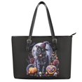 thumbnail image 1 of ZUXONGSY Pumpkin Black Cat Bat Rose Print Halloween Handbag for Women Practicality Laptop Tote Bag PU Leather Satchel Handbags with Handle for Daily Use Work, 1 of 6