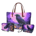 thumbnail image 1 of ZUXONGSY Pumpkin Crow Print Top Handle Bag with Lightweight Cosmetic Bags Wallet for Women PU Leather Top Handle Satchel Set with Multifunctional Travel Toiletry Bag Card Holder for Business, 1 of 5