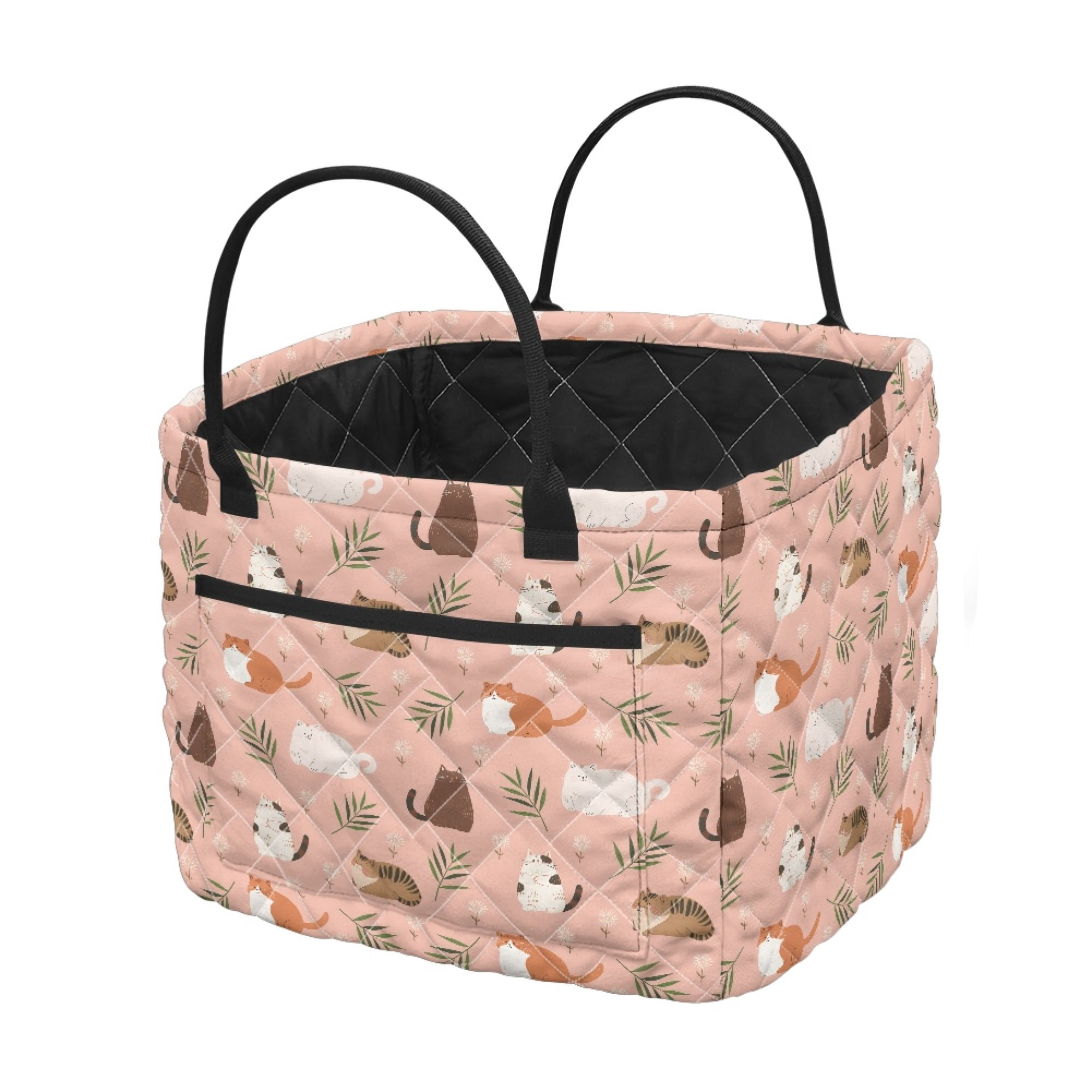 ZUXONGSY Quilted Storage Basket with Cat Leaf Design, Polyester ...