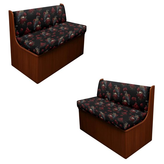 ZUXONGSY Raven Skull Rose Print 4 Pcs RV Dinette Cushion Covers Elastic Camper Cushion Slipcover Non-Slip RV Couch Cover Furniture Protector for RV Camper Car Bench