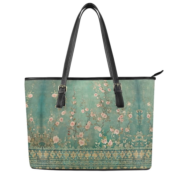 ZUXONGSY Retro Baroque Rose Print Tote Bag for Women Practicality Laptop Tote Bag Waterproof Travel Purse with Zippered for Shopping Work