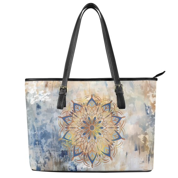 ZUXONGSY Retro Boho Mandala Print Top Handle Bag for Women Practicality Shoulder Bag Casual Travel Purse with Zip Compartments for Daily Use Work