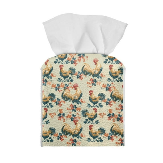 ZUXONGSY Rooster Square Tissue Box Covers Modern PU Leather Tissue Box Holder Decorative Cube Tissue Holder for Bathroom Decorative Tissue Box Cover Gifts to Friends Family