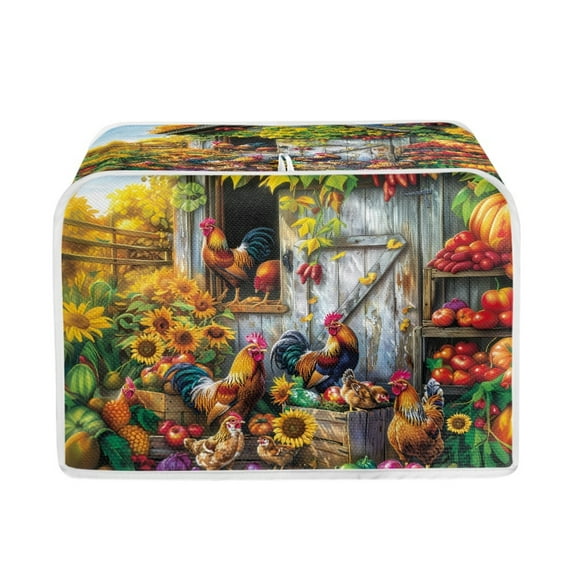 ZUXONGSY Rooster Sunflower Toster Cover 2 Slice Kitchen Small Appliance Cover Bread Toaster Wide Slot with A Hook Dust Protection Bread Machine Protector for Oven Kitchen Decor
