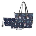 thumbnail image 1 of ZUXONGSY Santa Claus Snowflake Christmas Tree Print Tote Bag with Large Capacity Cosmetic Bags Purse for Women PU Top Handle Satchel Set with Waterproof Makeup Pouch Credit Card Holder Wallet, 1 of 4