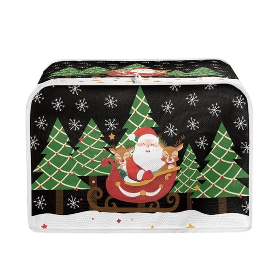 ZUXONGSY Santa Claus Toaster Cover 4 Slice Universal Size Microwave Oven Dustproof Cover Wide Slot Small Appliance Toaster Cover for Kitchen Anti Fingerprints Christmas Decor