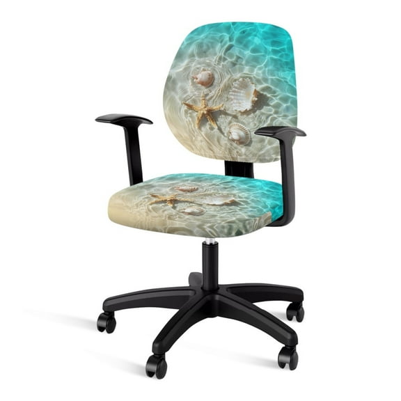 ZUXONGSY Sea Starfish Shells Office Chair Cover 2 Packs Office Desk Chair Covers with Elastic Bands Exquisite Chair Protector Easy to Install Suitable for Computer Chairs Office Chairs