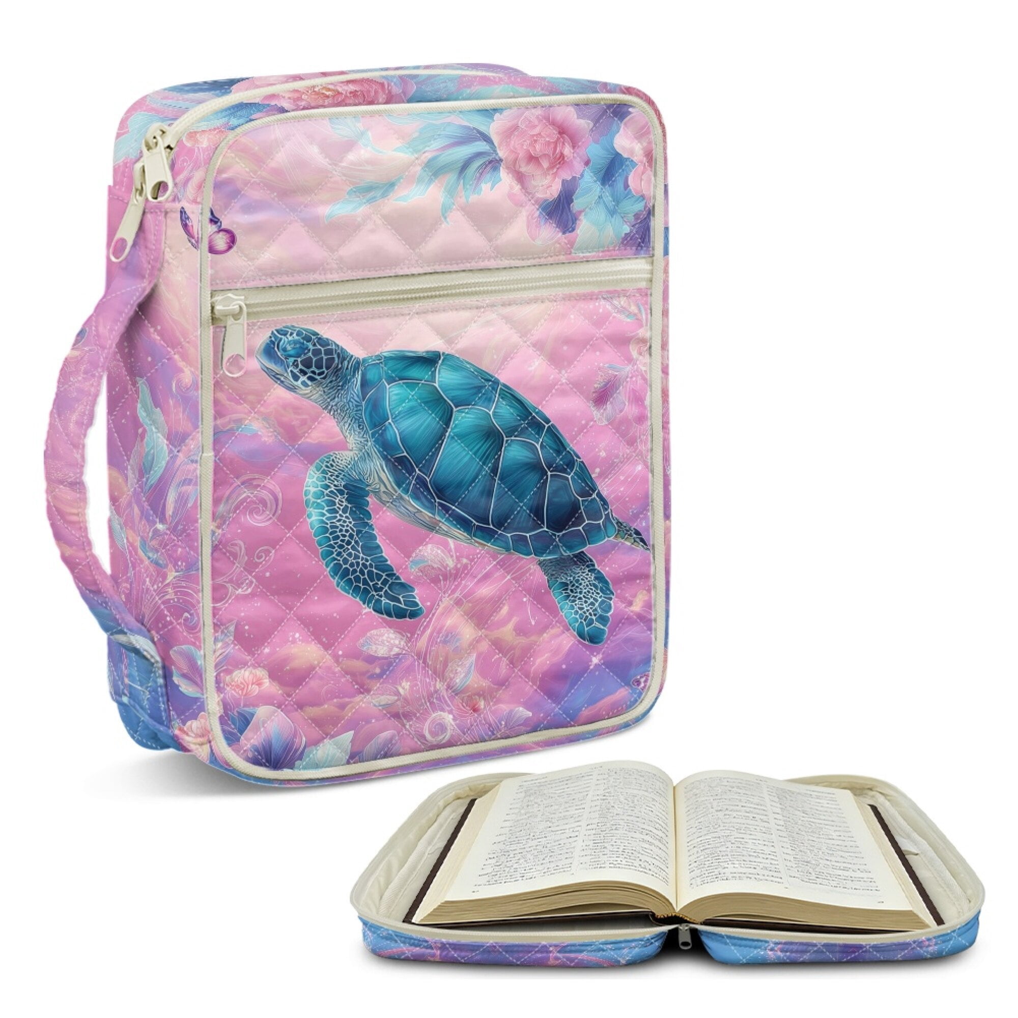ZUXONGSY Sea Turtle Hibiscus Print Bible Cover for Women Quilted Bible ...