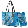 thumbnail image 1 of ZUXONGSY Sea Turtle Lotus Print Women's Leather Tote Bag and Wallet Set Lightweight Top Handle Satchel Purse with Matching Clutch for Shopping Work, 1 of 4