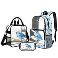 thumbnail image 1 of ZUXONGSY Sea Turtle Starfish Print Clear Backpack 3 Piece Set for School, Transparent Bookbag with Mesh Pockets, Lightweight Clear Backpack for Student Daily Use, 1 of 5
