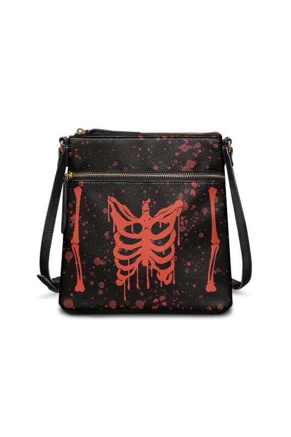 Skull Print Shoulder Handbag for Women Small Crossbody Purse Trendy Satchel with Adjustable Wide Strap for Working Dating
