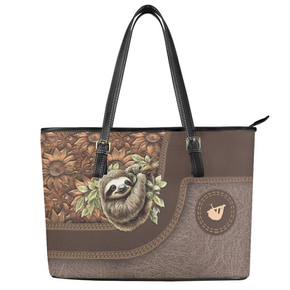 ZUXONGSY Sloth Sunflower Print Tote Bag for Women Large Capacity Travel Purse Portable Shoulder Bag with Handle for Work Dating