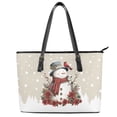 thumbnail image 1 of ZUXONGSY Snowman Cardinal Cat Print Handbag for Women Lightweight Shoulder Bag PU Leather Top Handle Tote Bag with Handle for Dating Shopping, 1 of 6