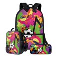 thumbnail image 1 of ZUXONGSY Soccer Colorful Splatter Paint Music Notes Print School Bag Bookbag for Primary Junior School Student 3 PCS Backpack Set with Lunch Box Pencil Case for Boys Girls Kids, 1 of 6