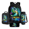 thumbnail image 1 of ZUXONGSY Splatter Painting Turtle Print 4pcs Kids Backpack School Bag for Boys Girls Elementary Primary Bookbag with Lunch Box Pencil Case and Water Bottle Holder 4 In 1 Daypack Rucksack Satchel, 1 of 6