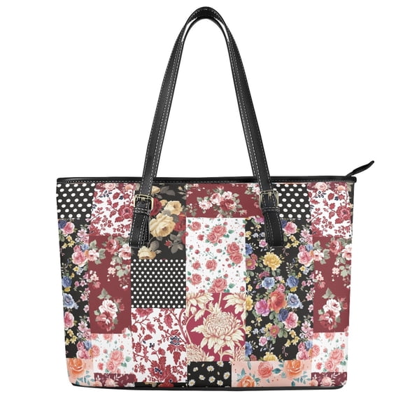 ZUXONGSY Spotted Rose Daisy Print Tote Bag for Women Multifunctional Travel Purse Fashion Top Handle Tote Bag with Zippered for Work Dating
