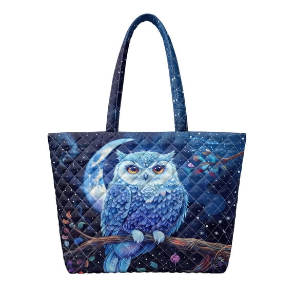 Starryskye ZUXONGSY Starry Sky Owl Print Large Capacity Quilted Tote Bag, Elastic ...