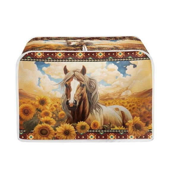 ZUXONGSY Sunflower Azetec Tribal Horse Toast Cover 2 Slice Kitchen Appliance Covers Wide Slot Quilted Two Slice Toaster Appliance Dust-Proof Cover Fingerprint Protection Home Decor